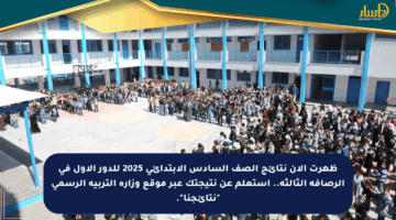 ظهرت الآن نتائج الصف السادس الابتدائي 2025 للدور الأول في الرصافة الثالثة.. استعلم عن نتيجتك عبر موقع وزارة التربية الرسمي “نتائجنا”.
